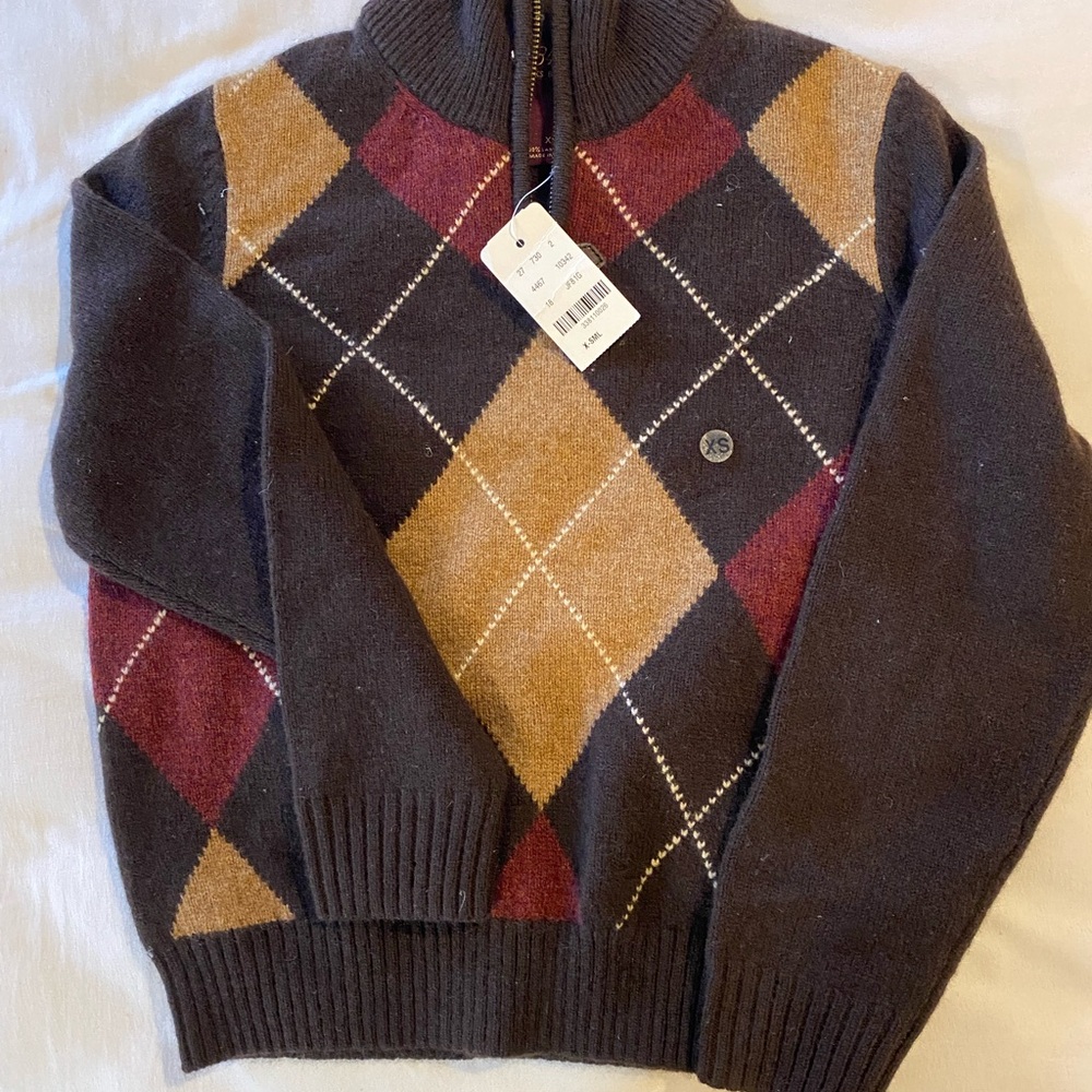 Kid's Brooks Brother Argyle 100% Lamswool Argyle Sweater NWT Size XS